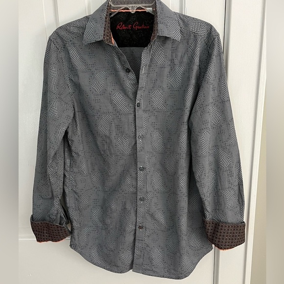 Robert Graham 100% Cotton Black White Psychedelic Button Down Shirt Size Small - Picture 1 of 12